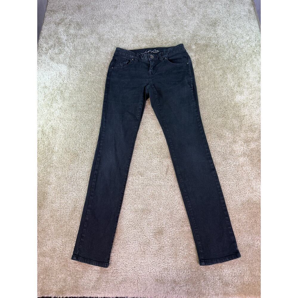INC International Concepts Womens Jeans 4 Black Skinny Leg Regular Fit D312